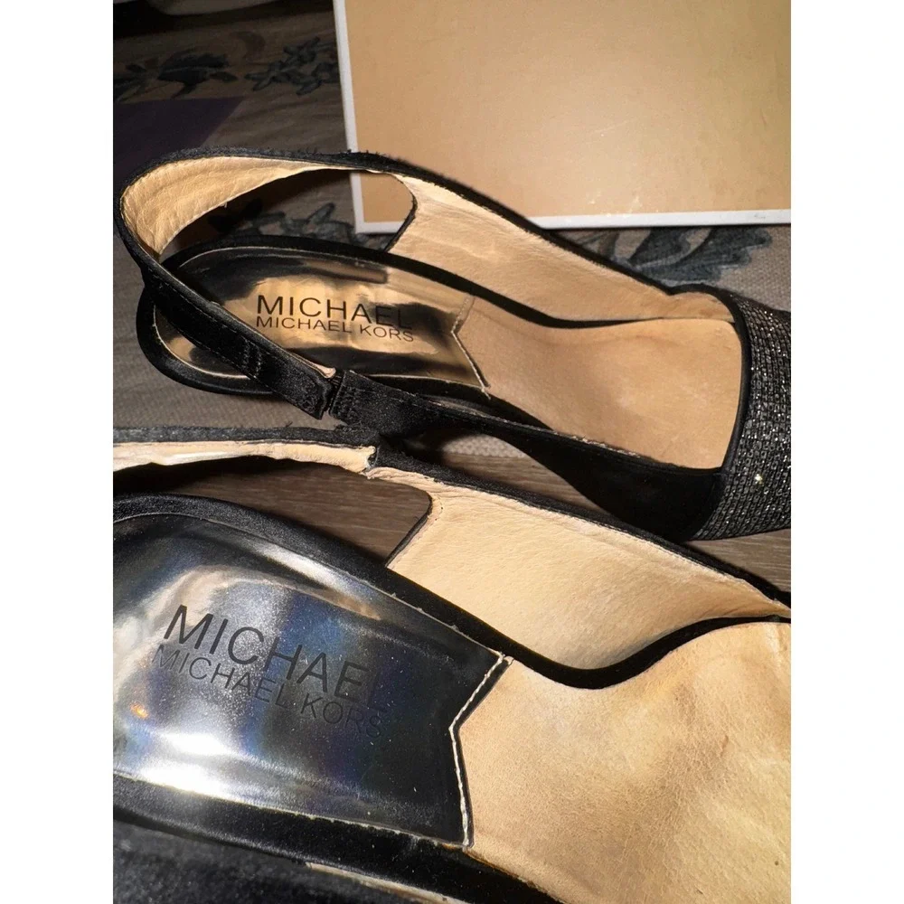 Michael Kors Shimmer Slingback‎ Heels Rhinestone Evening Party Shoes 7M